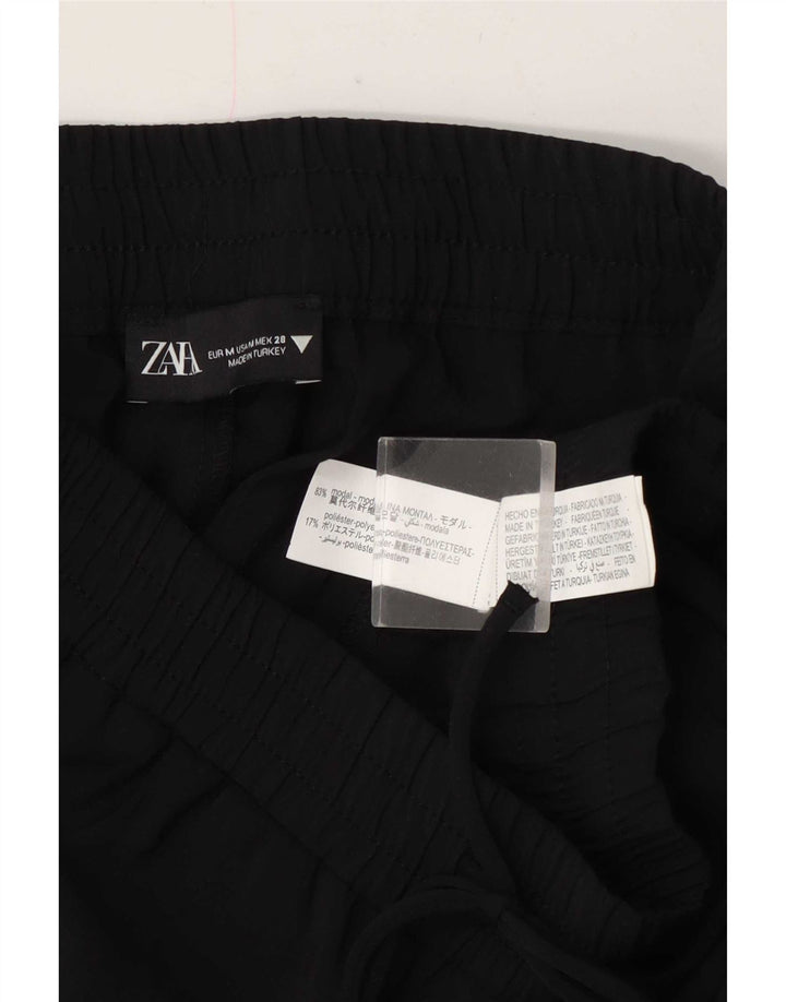 Zara Womens Slim Cropped Trousers Medium W28 L25 Black Modal