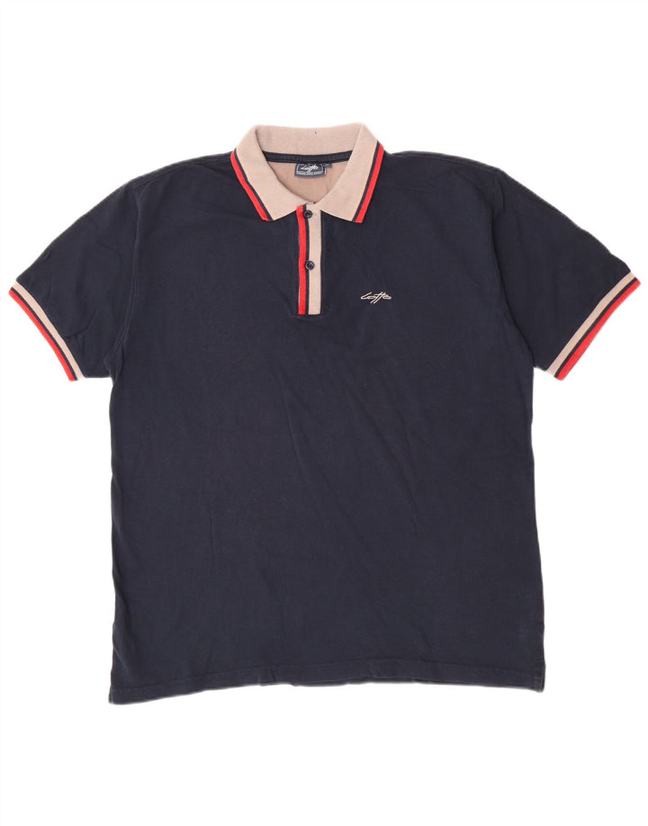 Lotto Mens Polo Shirt XL Navy Blue Striped