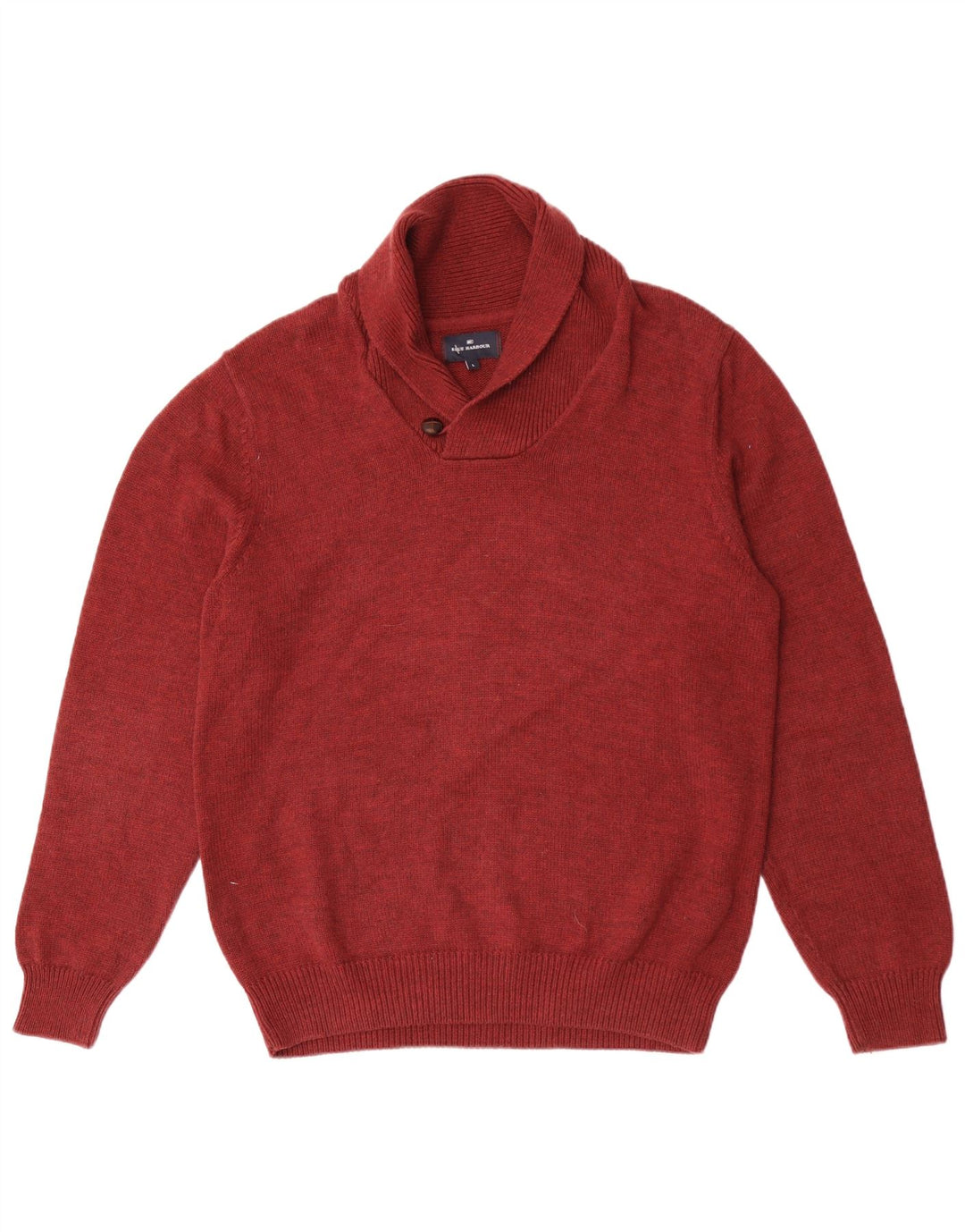 Marks & Spencer Mens Blue Harbour Shawl Neck Jumper Sweater Large Red