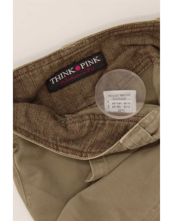 Think Pink Womens A-Line Skirt W28 Medium Beige Cotton