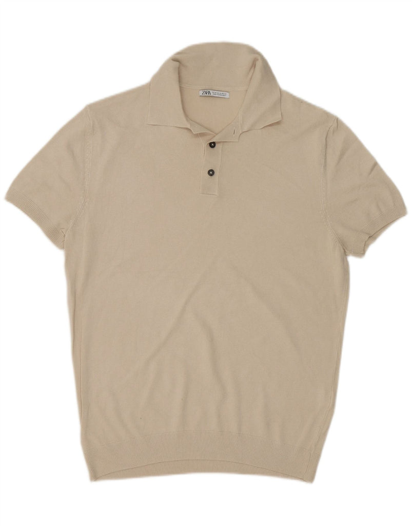 ZARA Mens Polo Shirt Medium Beige Vintage Zara and Second-Hand Zara from Messina Hembry 