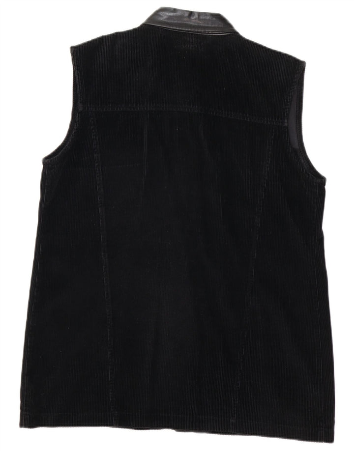 ARIA Womens Sleeveless Corduroy Shirt Blouse UK 12 Medium Black Tencel