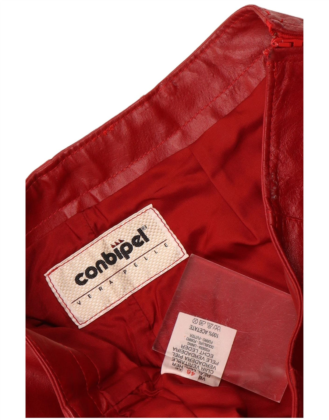 Conbipel Womens Flare Leather Trousers IT 46 Large W30 L30 Red Leather