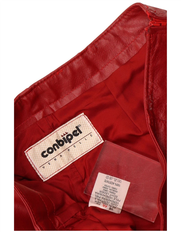Conbipel Womens Flare Leather Trousers IT 46 Large W30 L30 Red Leather