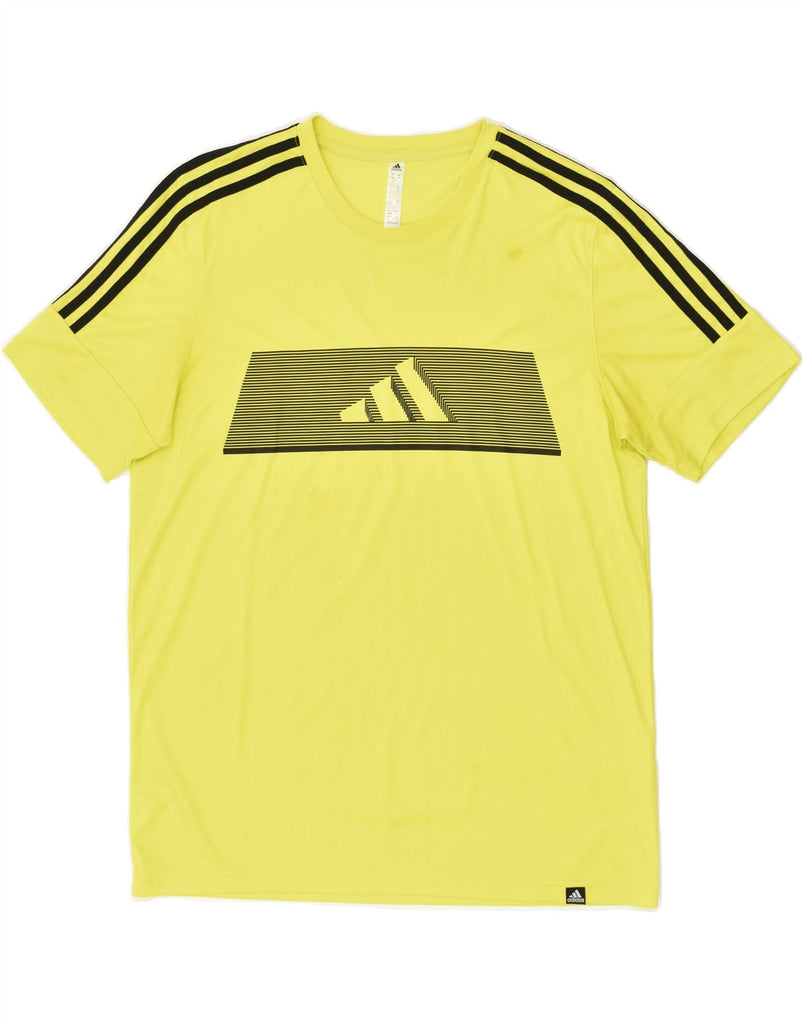 ADIDAS Mens Graphic T-Shirt Top Medium Yellow Polyester | Vintage Adidas | Thrift | Second-Hand Adidas | Used Clothing | Messina Hembry 