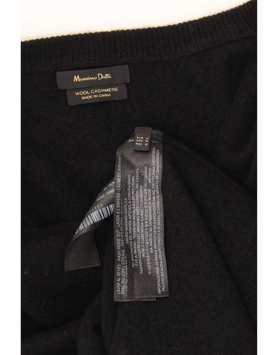 Massimo Dutti Womens V-Neck Jumper Sweater UK 14 Medium Black Wool