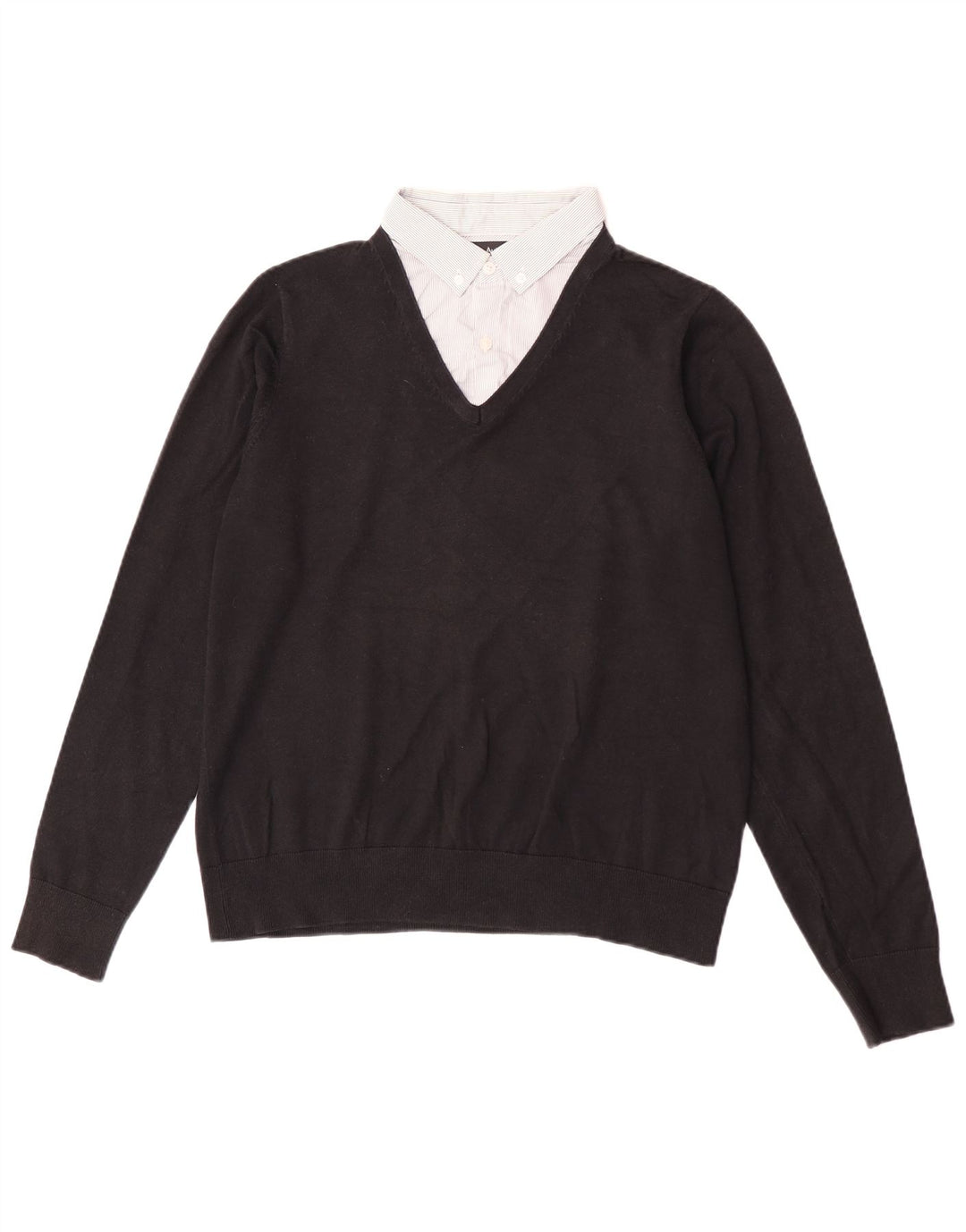 Marks & Spencer Mens Autograph V-Neck Jumper Sweater Medium Black Cotton