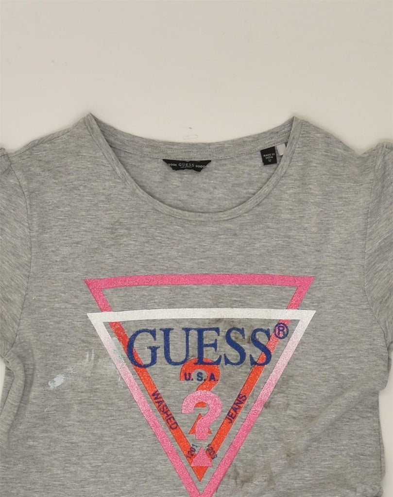 GUESS Girls Graphic A-Line Dress 11-12 Years Grey Colourblock Cotton | Vintage Guess | Thrift | Second-Hand Guess | Used Clothing | Messina Hembry 