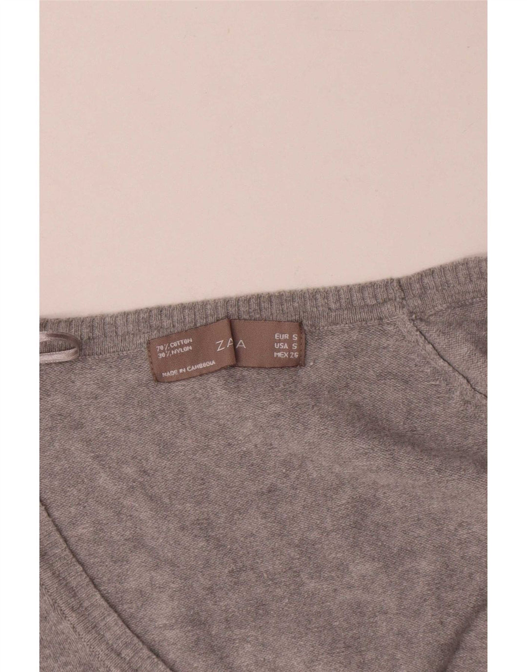 Zara Womens Cardigan Sweater UK 10 Small Grey Cotton