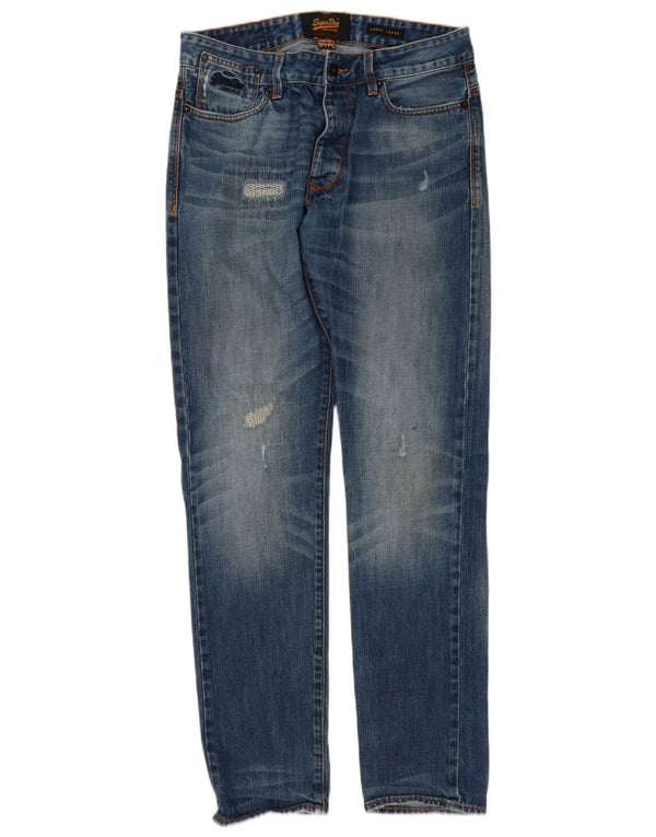 Superdry Mens Distressed Loose Fit Tapered Jeans W32 L32 Blue Cotton