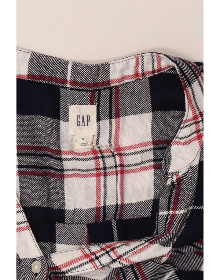 Gap Womens Short Sleeve Pullover Shirt UK 10 Small Black Plaid Viscose