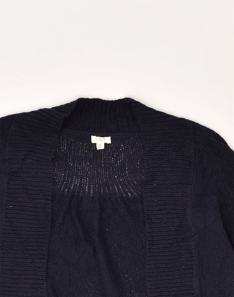 J. CREW Womens Short Sleeve Cardigan Sweater UK 18 XL Navy Blue Cotton | Vintage J. Crew | Thrift | Second-Hand J. Crew | Used Clothing | Messina Hembry 