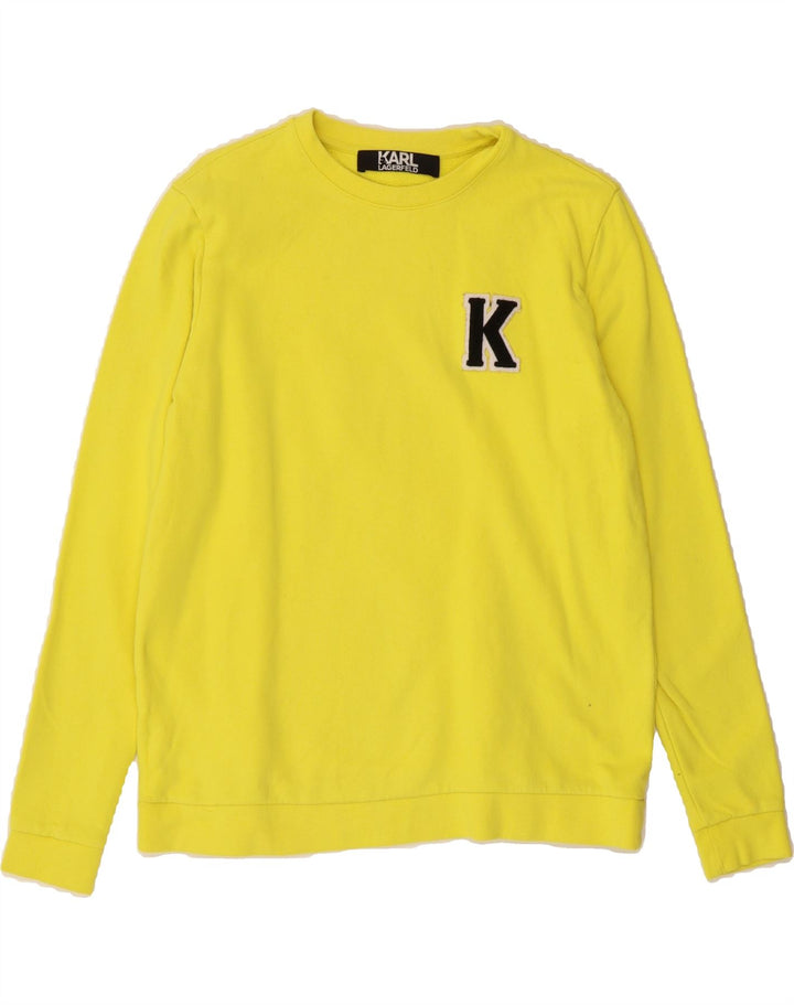KARL LAGERFELD Womens Sweatshirt Jumper UK 14 Medium Yellow Cotton Vintage Karl Lagerfeld and Second-Hand Karl Lagerfeld from Messina Hembry 