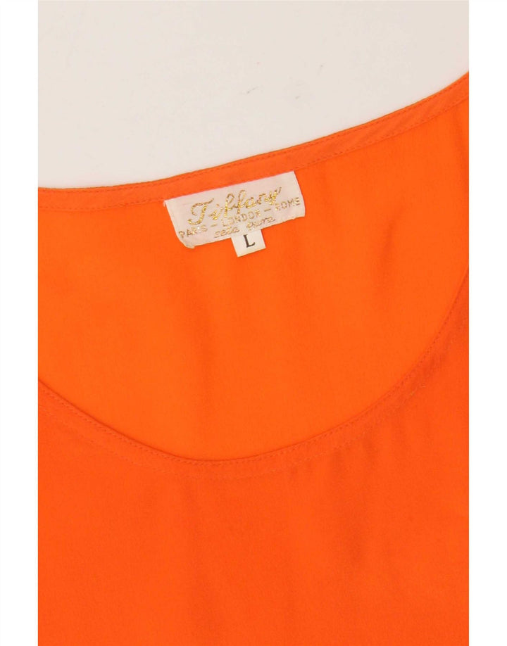 Tiffany Womens Sleeveless Blouse Top UK 16 Large Orange Silk