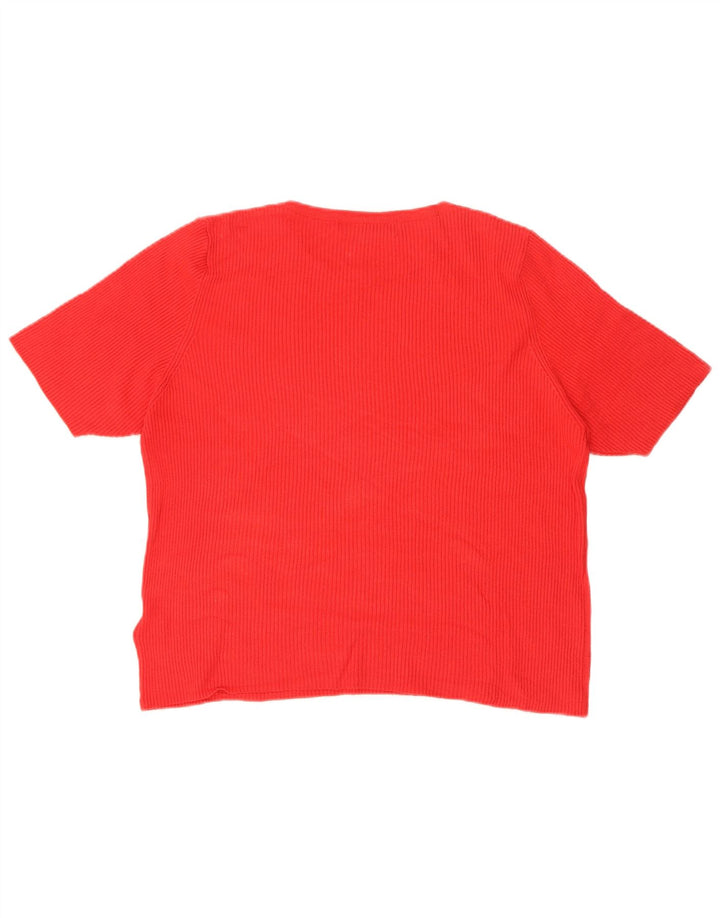 Marks & Spencer Womens T-Shirt Top UK 18 XL Red Viscose