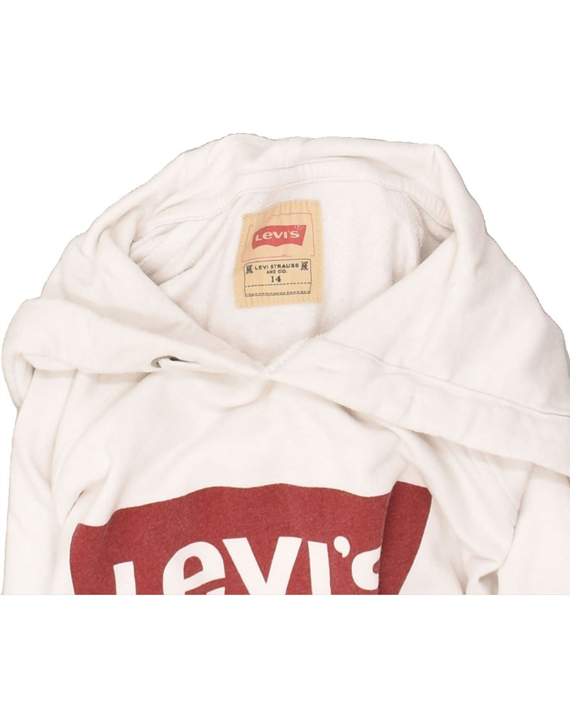 LEVI'S Boys Graphic Hoodie Jumper 13-14 Years White Cotton | Vintage Levi's | Thrift | Second-Hand Levi's | Used Clothing | Messina Hembry 