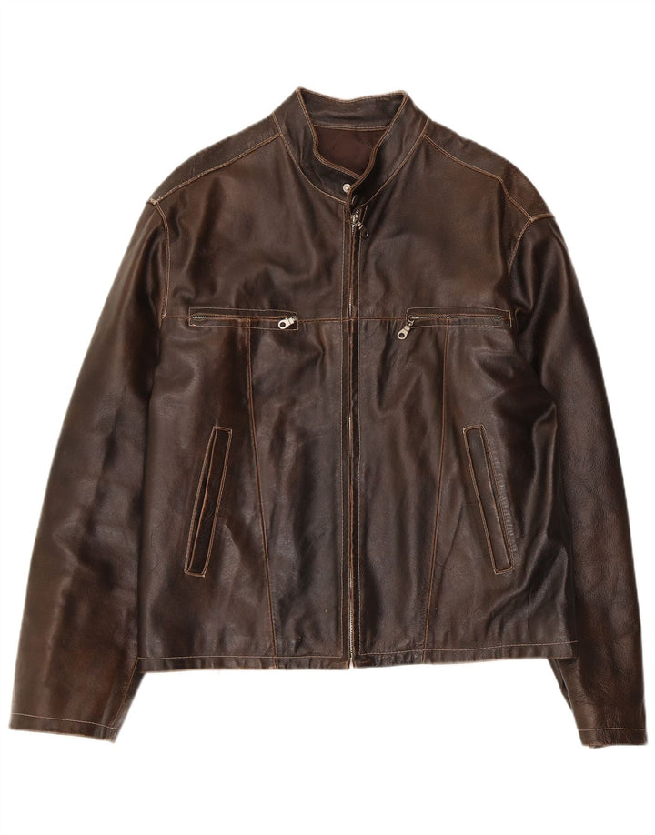 Conbipel Mens Leather Jacket IT 50 Large Brown