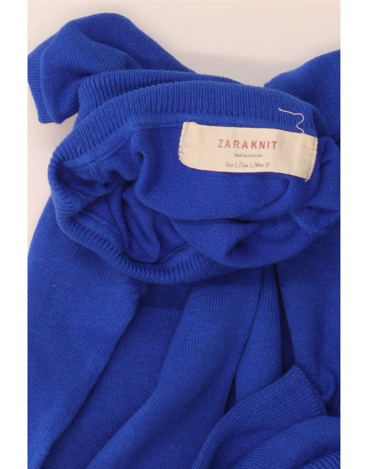 Zara Womens Roll Neck Jumper Sweater UK 14 Large Blue