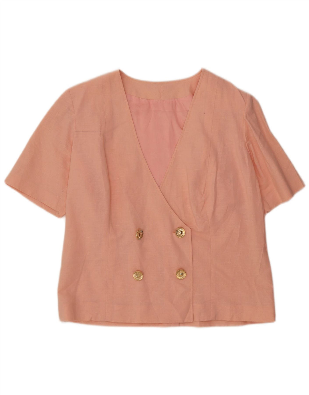 Vintage Womens Double Breasted Short Sleeve Blazer Jacket UK 14 Medium Pink