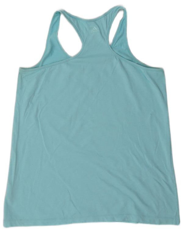 Adidas Womens Climalite Graphic Vest Top UK 16/18 Large Blue Cotton