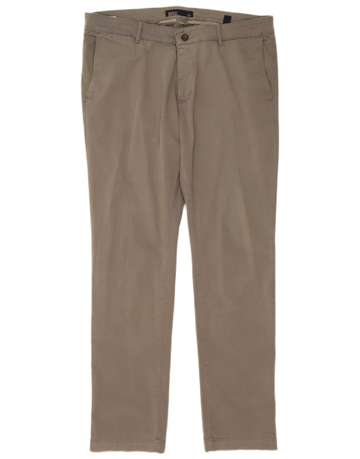 RIFLE Mens Slim Chino Trousers W38 L33 Grey Cotton