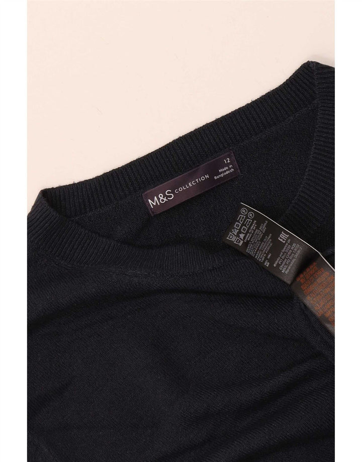 Marks & Spencer Womens Crew Neck Jumper Sweater UK 12 Medium Navy Blue