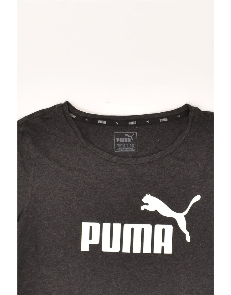 PUMA Womens Graphic T-Shirt Top UK 12 Medium Grey | Vintage Puma | Thrift | Second-Hand Puma | Used Clothing | Messina Hembry 