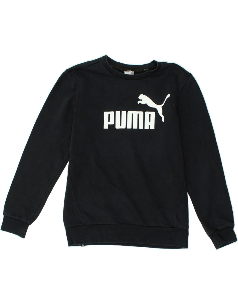 PUMA Mens Graphic Sweatshirt Jumper Small Black Cotton | Vintage Puma | Thrift | Second-Hand Puma | Used Clothing | Messina Hembry 