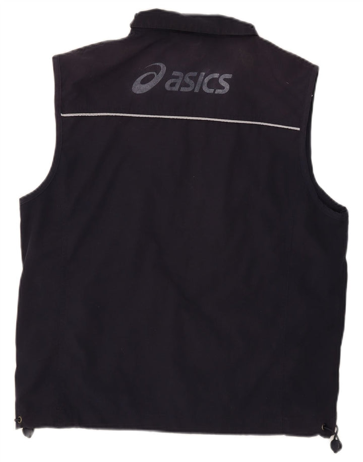 Asics Mens Graphic Utility Gilet UK 38 Medium Navy Blue Polyester