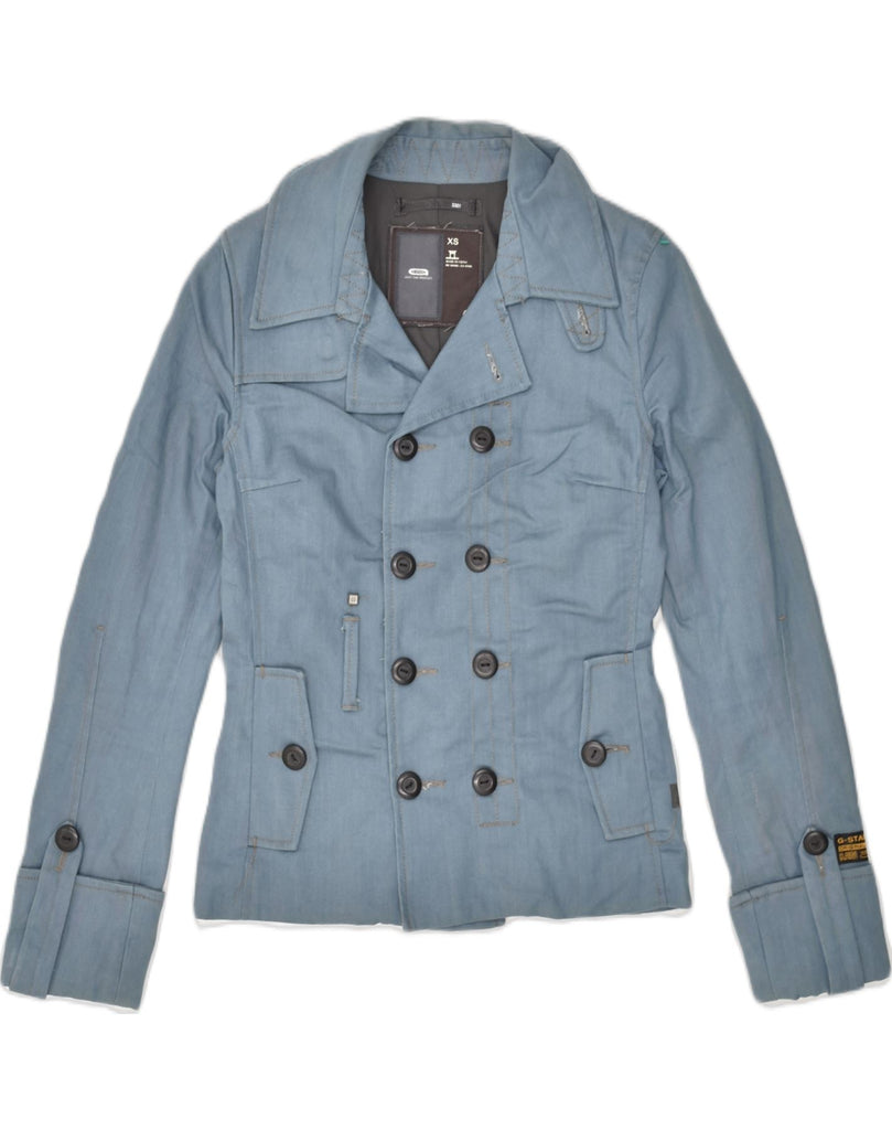 G-STAR Womens Double Breasted Pea Coat UK 4 XS Blue Cotton | Vintage G-Star | Thrift | Second-Hand G-Star | Used Clothing | Messina Hembry 