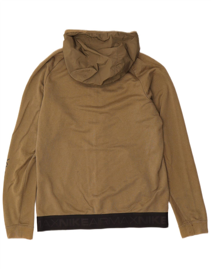 Nike Mens Graphic Zip Hoodie Sweater Medium Khaki Cotton