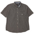 Chaps Mens Easy Care Short Sleeve Shirt Large Grey Check Cotton
