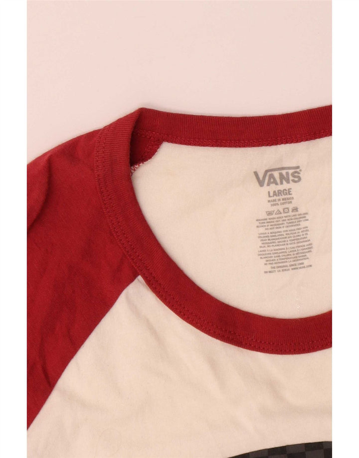 Vans Womens Graphic Top 3/4 Sleeve Large White Colourblock Cotton