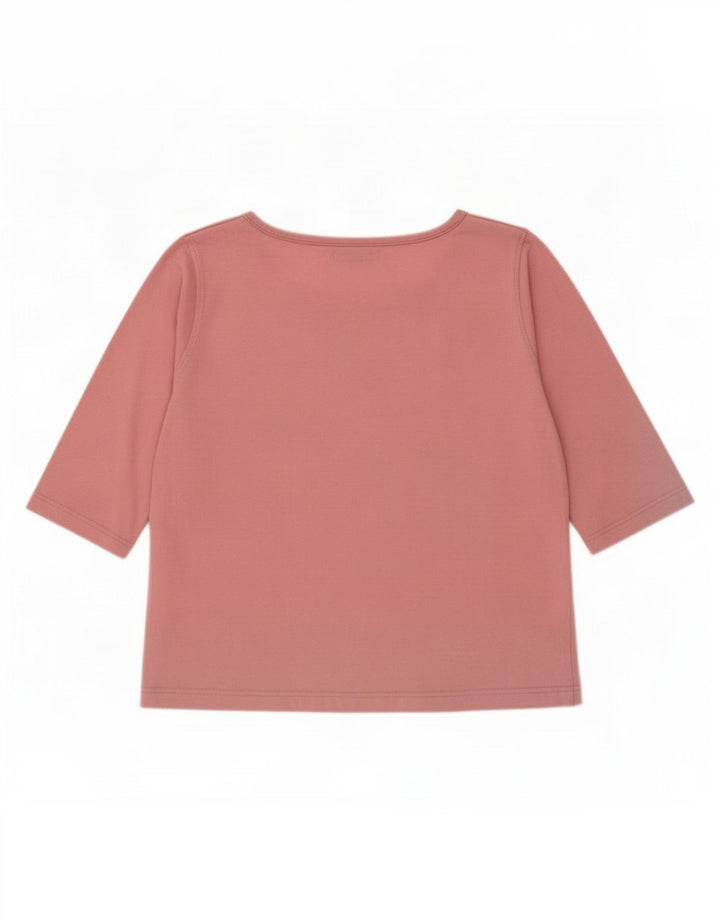 Asics Womens Top 3/4 Sleeve UK 12 Medium Pink Cotton