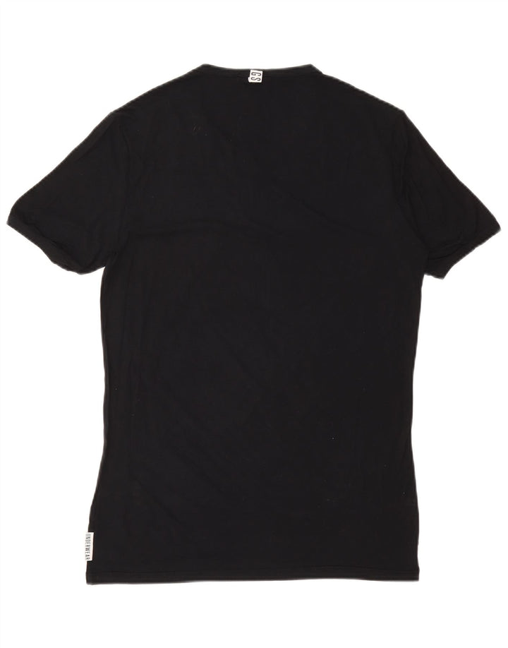 Bikkembergs Mens T-Shirt Top UK 38 Medium Black Modal