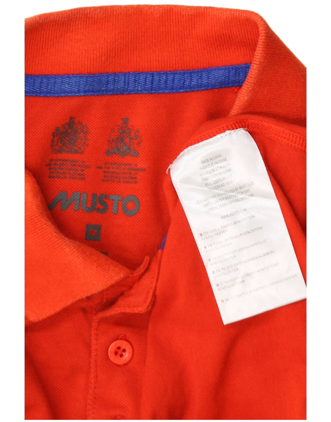 Musto Mens Long Sleeve Polo Shirt Medium Orange Cotton