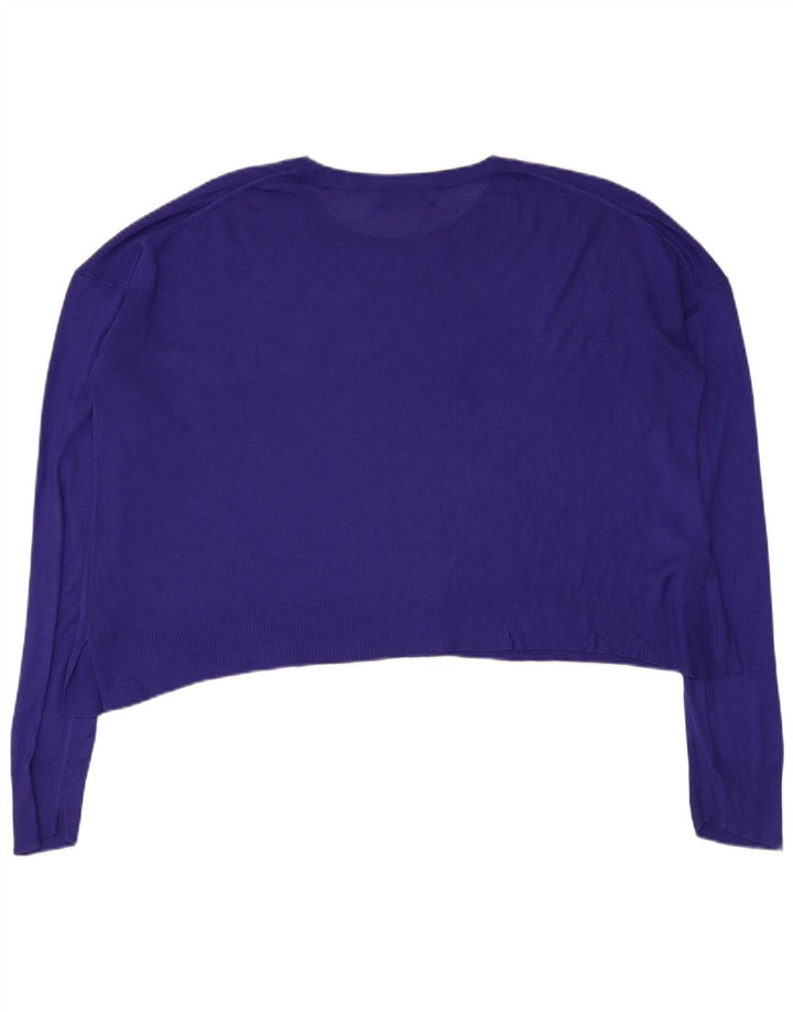 Zara Womens Crop Oversized Crew Neck Jumper Sweater UK 14 Medium Purple