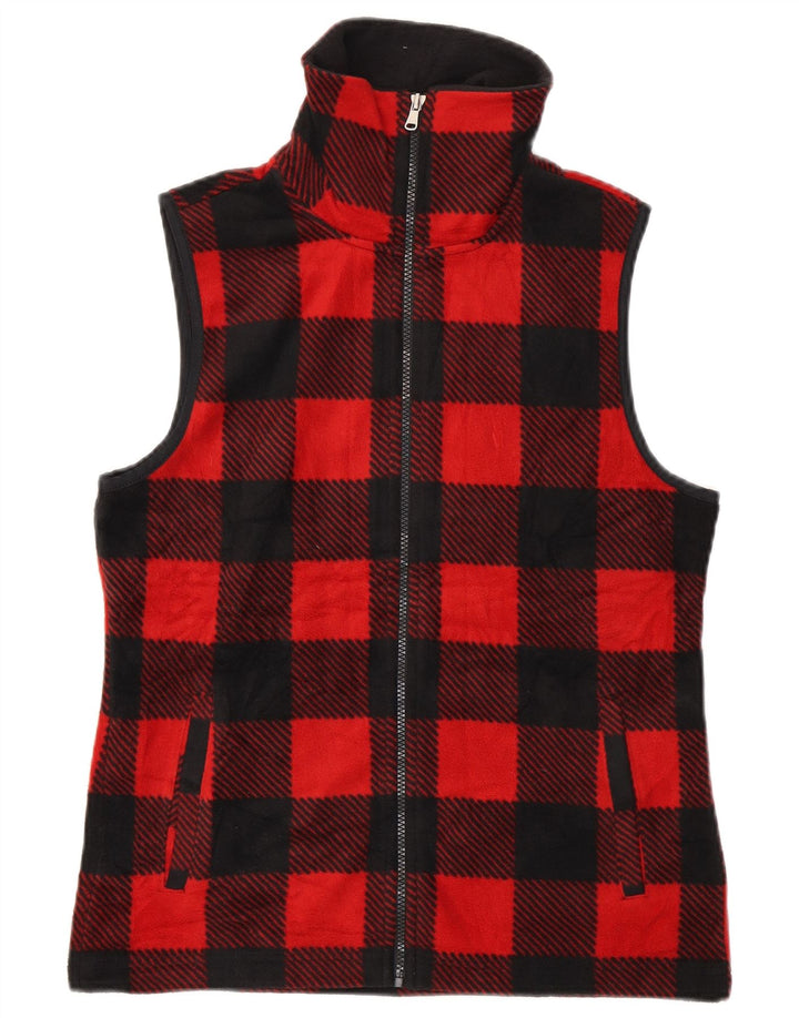 CHAPS Womens Fleece Gilet UK 14 Medium Red Check Polyester