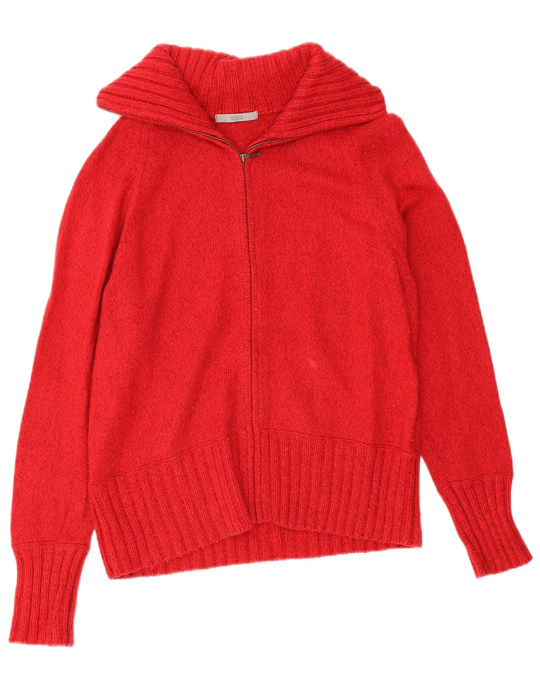 Marks & Spencer Womens Cardigan Sweater UK 16 Large Red Cotton