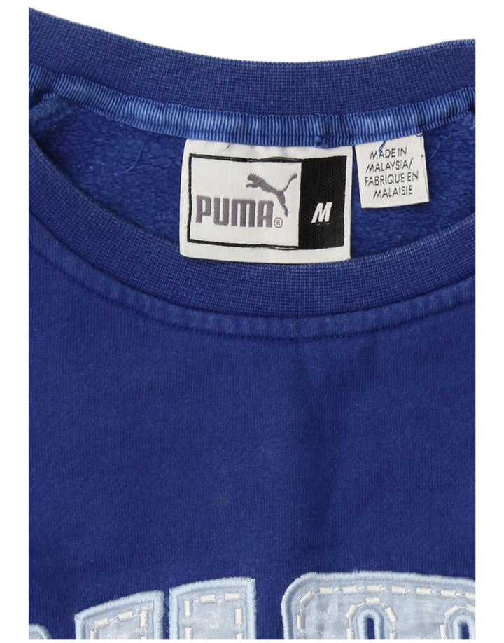PUMA Womens Graphic Oversized Sweatshirt Jumper UK 14 Medium Blue Cotton