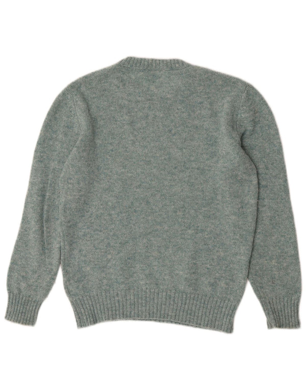 Benetton Womens Crew Neck Jumper Sweater UK 14 Medium Green Wool