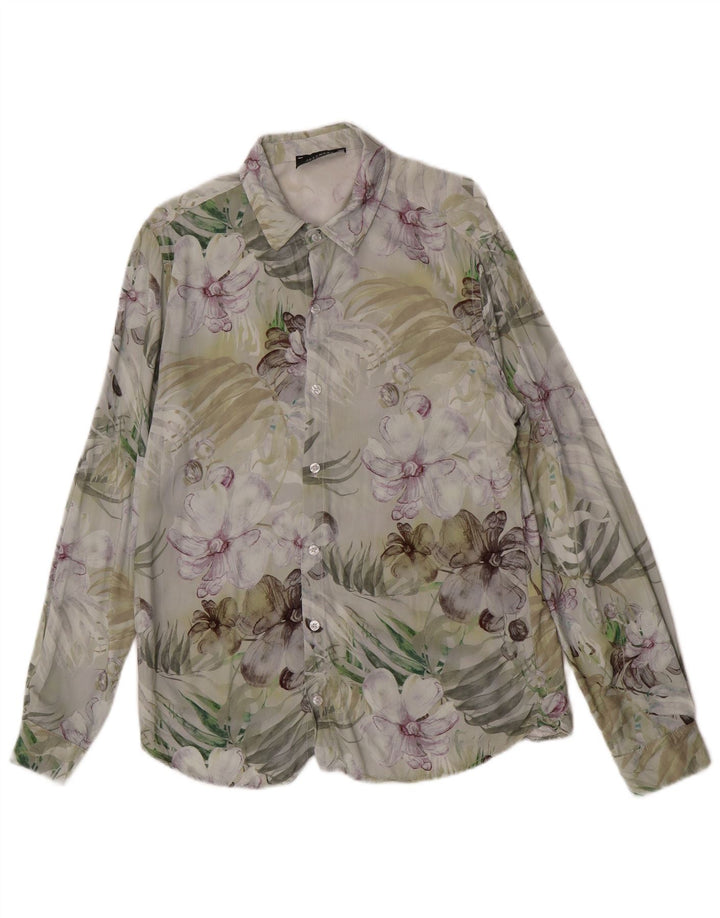 Vintage Mens Shirt Small Multicoloured Floral Viscose