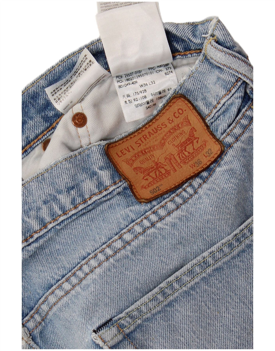 Levi's Mens 502 Tapered Jeans W36 L32 Blue Cotton