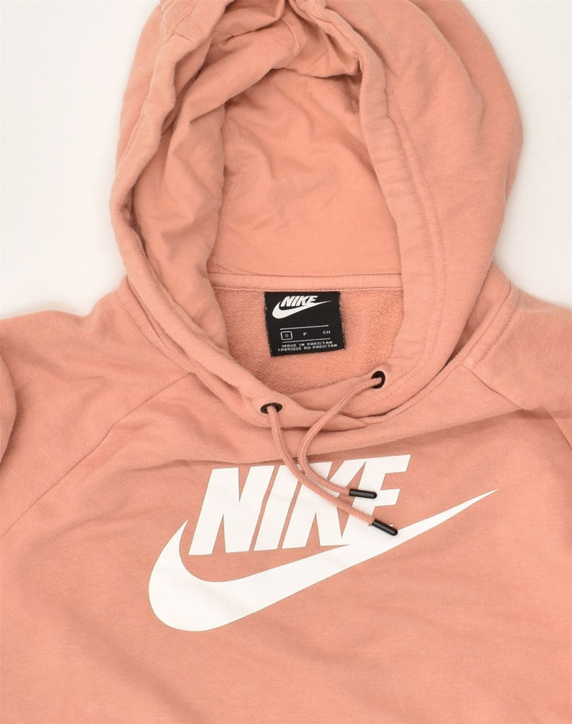 NIKE Womens Graphic Hoodie Jumper UK 10 Small Orange Cotton | Vintage Nike | Thrift | Second-Hand Nike | Used Clothing | Messina Hembry 