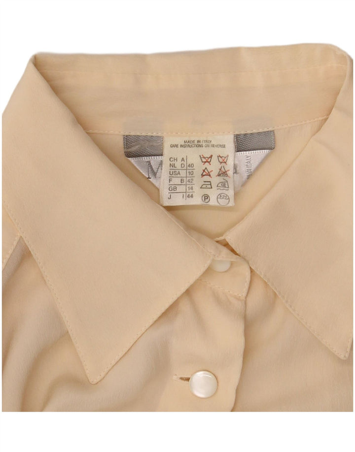 Max Mara Womens Shirt Blouse UK 14 Large  Beige Silk