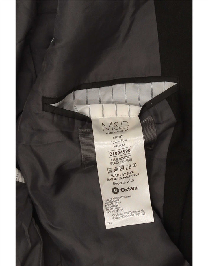 Marks & Spencer Mens 2 Button Blazer Jacket UK 40 Medium Black Polyester