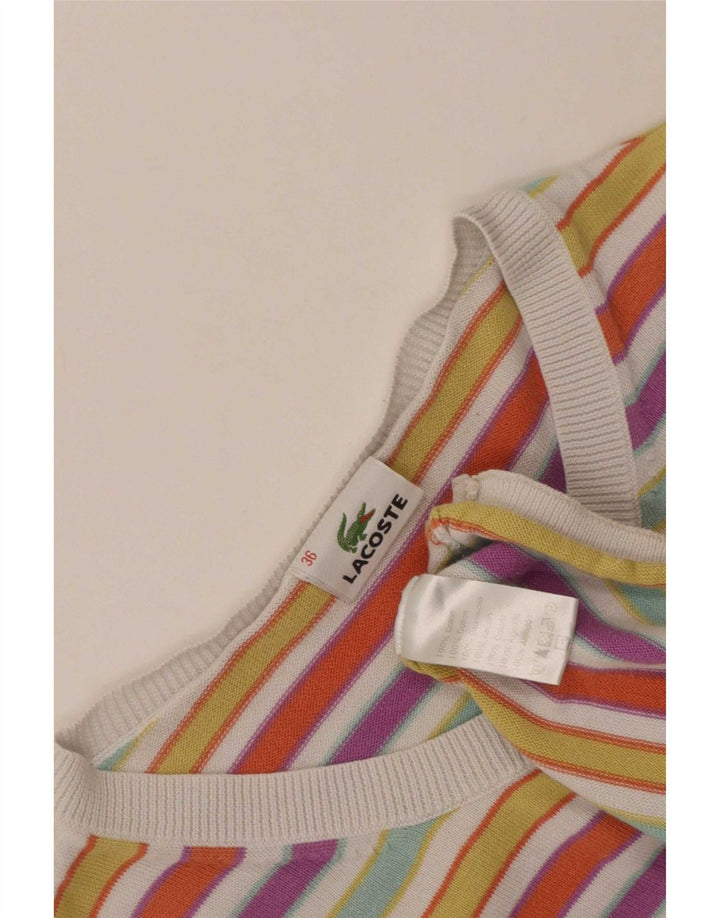 Lacoste Womens Crop Cardigan Sweater Size 36 Small Multicoloured Striped