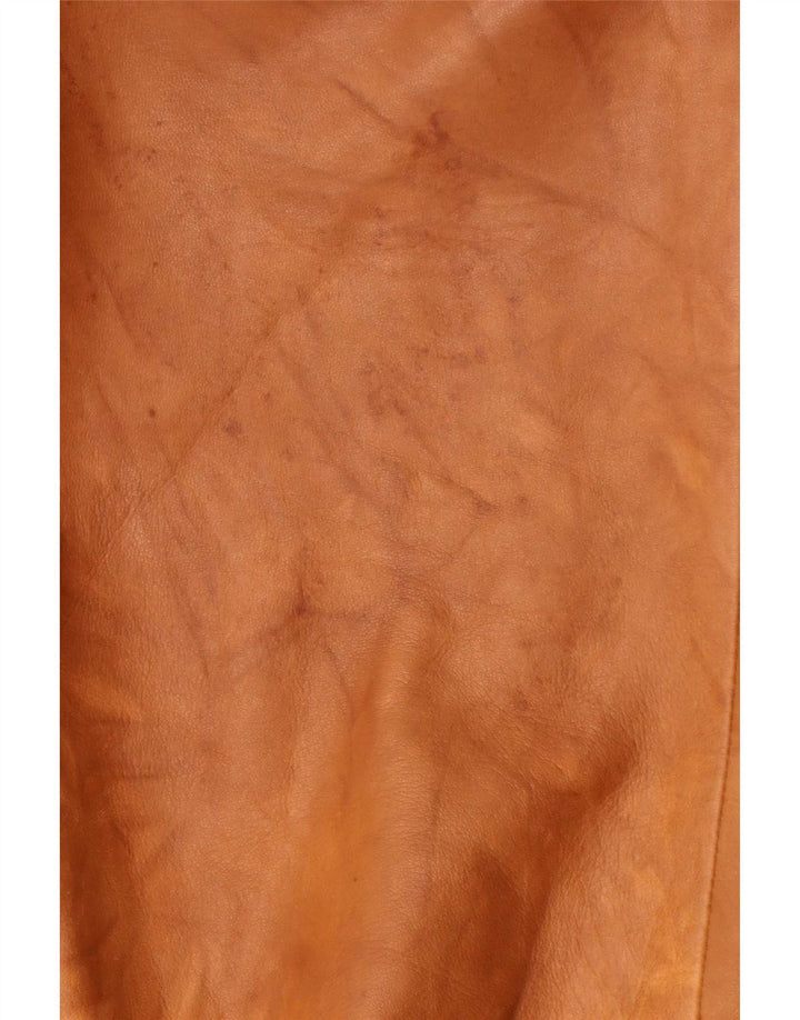 Vintage Womens Straight Leather Trousers W28 L27 Brown