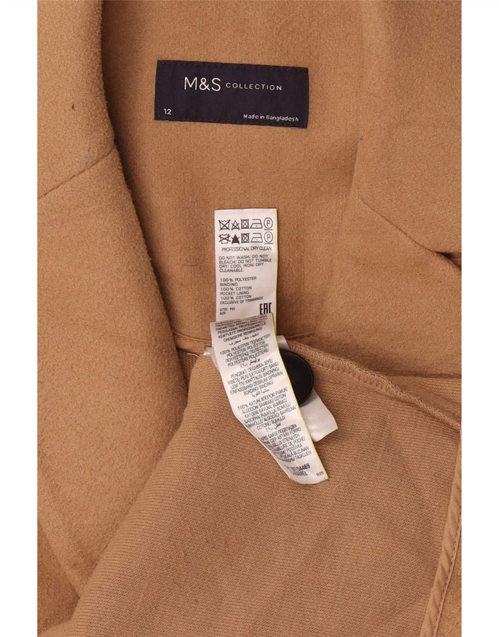 Marks & Spencer Womens Overcoat UK 12 Medium Brown Polyester