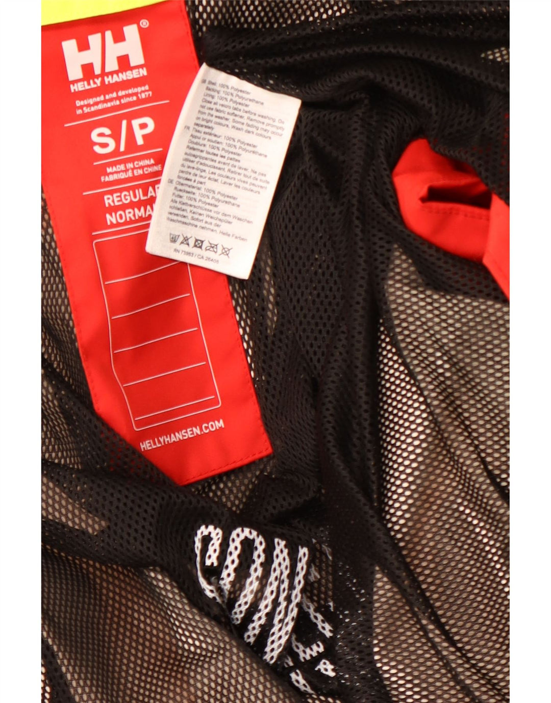 HELLY HANSEN Mens Graphic Hooded Rain Jacket UK 36 Small Red Colourblock